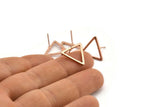 Rose Gold Triangle Earring, 4 Rose Gold Plated Brass Triangle Stud Earrings (17mm) D0108 A1127 H0382