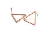 Rose Gold Triangle Earring, 4 Rose Gold Plated Brass Triangle Stud Earrings (23x1.2mm) D0110 A1170 Q1011