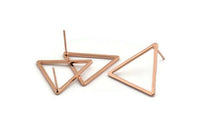 Rose Gold Triangle Earring, 4 Rose Gold Plated Brass Triangle Stud Earrings (23x1.2mm) D0110 A1170 Q1011