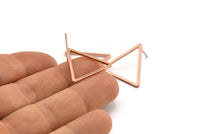 Rose Gold Triangle Earring, 4 Rose Gold Plated Brass Triangle Stud Earrings (23x1.2mm) D0110 A1170 Q1011