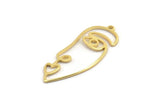 Gold Face Charm, 4 Gold Plated Brass Face Charms With 1 Loop, Pendants, Earrings, Findings (41x16x1mm) D0627 Q1110