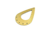 Brass Drop Charm, 6 Textured Raw Brass Drop Charms With 6 Holes (40x27x0.80mm) A1912