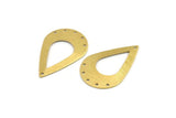 Brass Drop Charm, 6 Textured Raw Brass Drop Charms With 6 Holes (40x27x0.80mm) A1912