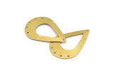 Brass Drop Charm, 6 Textured Raw Brass Drop Charms With 6 Holes (40x27x0.80mm) A1912