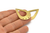 Brass Drop Charm, 6 Textured Raw Brass Drop Charms With 6 Holes (40x27x0.80mm) A1912