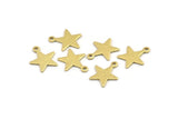 Brass Star Charm, 50 Textured Raw Brass Star Charms With 1 Hole (14x0.80mm) A1896