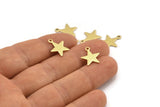 Brass Star Charm, 50 Textured Raw Brass Star Charms With 1 Hole (14x0.80mm) A1896