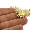 Brass Sun Charm, 2 Raw Brass Sun Charms With 1 Loop, Findings (29x2mm) N1516
