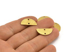 Semi Circle Charm, 24 Textured Raw Brass Half Moon Charms With 2 Holes (20x10x0.80mm) A1908