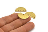 Semi Circle Charm, 12 Textured Raw Brass Half Moon Charms With 6 Holes (25x13x0.80mm) A1903