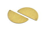 Semi Circle Charm, 4 Textured Raw Brass Half Moon Charms With 2 Holes (40x20x0.80mm) A1907