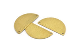 Semi Circle Charm, 4 Textured Raw Brass Half Moon Charms With 2 Holes (40x20x0.80mm) A1907