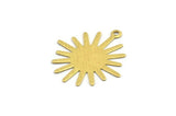 Brass Sun Charm, 24 Textured Raw Brass Sun Charms With 1 Loop, Findings (24x22x0.40mm) A1897