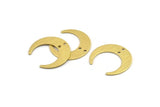 Brass Moon Charm, 12 Textured Raw Brass Crescent Moon Charms With 2 Holes (25x23x0.80mm) A1857