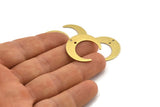 Brass Moon Charm, 12 Textured Raw Brass Crescent Moon Charms With 2 Holes (25x23x0.80mm) A1857