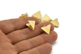 Ribbon End Claps, 50 Textured Raw Brass Triangle Ribbon Crimp Ends With 1 Loop, Jewelry Findings (15x13mm) A1861