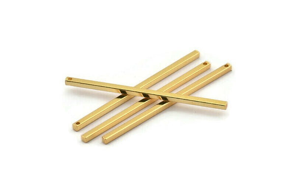 Altın Kolye Çubuğu, 1 Delikli 4 Altın Kaplama Pirinç Kolye Çubuğu (2x50mm) BS 1754