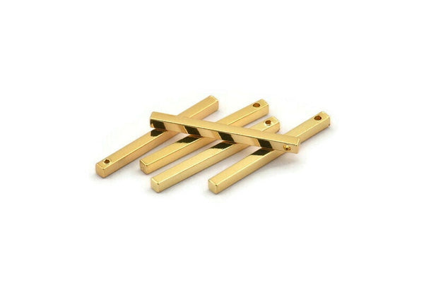 Altın Kolye Çubuğu, 1 Delikli 6 Altın Kaplama Pirinç Kolye Çubuğu (2x25mm) BS 1755