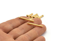 Altın Kolye Çubuğu, 1 Delikli 6 Altın Kaplama Pirinç Kolye Çubuğu (2x25mm) BS 1755