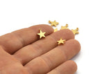 Gold Star Charm, 6 Gold Plated Brass Star Charms With 1 Loop (10x8.5x2mm) BS 2027