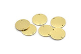 Brass Cabochon Tag, 24 Raw Brass Round Charms With 2 Holes, Stamping Tags (14x0.80mm) M01593