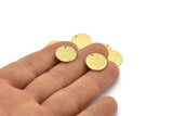 Brass Cabochon Tag, 24 Textured Raw Brass Round Charms With 1 Hole, Stamping Tags (14x0.80mm) M01585