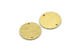 Brass Cabochon Tag, 24 Textured Raw Brass Round Charms With 2 Holes, Stamping Tags (14x0.80mm) M01586