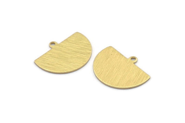 Semi Circle Charm, 10 Textured Raw Brass Half Moon Charms With 1 Loop, Stamping Blank (22x17x0.70mm) M01557