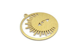 Brass Eye Charm, 4 Textured Raw Brass Eye Charms With 1 Loop (33x30x0.80mm) M01556