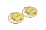 Brass Eye Charm, 4 Textured Raw Brass Eye Charms With 1 Loop (33x30x0.80mm) M01556