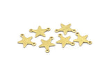 Brass Star Charm, 50 Textured Raw Brass Star Charms With 2 Loops (16x12x0.80mm) M01580