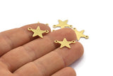 Brass Star Charm, 50 Textured Raw Brass Star Charms With 2 Loops (16x12x0.80mm) M01580