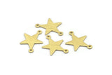 Brass Star Charm, 24 Textured Raw Brass Star Charms With 2 Loops (22x16x0.80mm) M01577