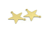 Brass Star Charm, 12Textured Raw Brass Star Charms With 2 Loops (27x22x0.80mm) M01576