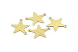 Brass Star Charm, 12Textured Raw Brass Star Charms With 2 Loops (27x22x0.80mm) M01576