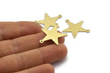 Brass Star Charm, 12Textured Raw Brass Star Charms With 2 Loops (27x22x0.80mm) M01576