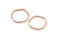 Rose Gold Circle Rings, 12 Rose Gold Plated Brass Wavy Circle Rings, Charms (16.5x0.80mm) BS 1757 Q1042