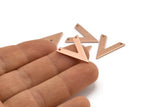 Rose Gold V Shape, 4 Rose Gold Plated Brass V Shaped Charms With 2 Holes, Pendants, Findings (20x18x1mm) D0684