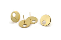 Gold Round Earring, 4 Gold Plated Brass Hoop Stud Earrings (16x1mm) D1076 A1311 Q1007