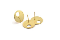 Gold Round Earring, 4 Gold Plated Brass Hoop Stud Earrings (16x1mm) D1076 A1311 Q1007