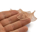 Rose Gold Leaf Charm, 4 Rose Gold Plated Brass Ginkgo Leaf Earring Charms With 1 Loop, Pendants, Findings (35x33mm) E467