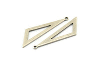 Silver Triangle Charm, 6 Antique Silver Plated Brass Triangle Charms With 1 Loop (40x11x1mm) BS 2184 H1383