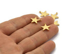 Gold Star Charm, 4 Gold Plated Brass Star Charms With 1 Loop (14x12.5mm) BS 1721