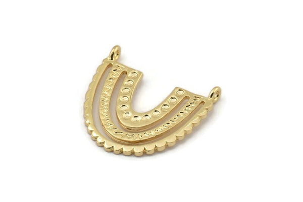 Gold Charm, 2 Gold Plated Brass, Gold Pendants, Charm Pendants, Gold U Shape Charms With 2 Loops (24x22x1.2mm) N1449