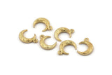 Gold Moon Charm, 4 Textured Gold Plated Brass Horn Charms With 1 Loop (12x3.50x3mm) N0304