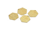 Gold Hexagon Charm, 4 Textured Gold Brass Hexagon Stamping Blanks With 1 Hole (17x0.60mm) D878