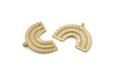 Gold Charm, 2 Gold Plated Brass, Gold Pendants, Charm Pendants, Gold Semi Circle Charms With 1 Loop (25x19x1.2mm) N1474