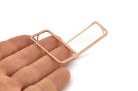 Rose Gold Rectangle Earring, 2 Rose Gold Plated Brass Rectangle Stud Earrings (20x40x2x1mm) D1648 A1408 Q1008