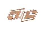 Rose Gold Triangle Charm, Rose Gold Plated Brass Tree Charms With 1 Loop (49x33x1mm) M01227