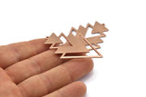 Rose Gold Triangle Charm, Rose Gold Plated Brass Tree Charms With 1 Loop (49x33x1mm) M01227
